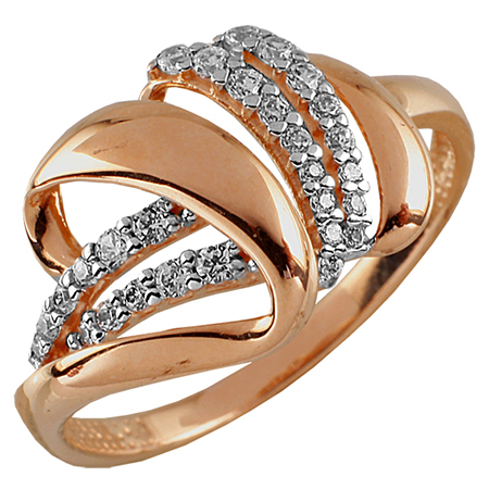 Кольцо, золото, фианит, 3845